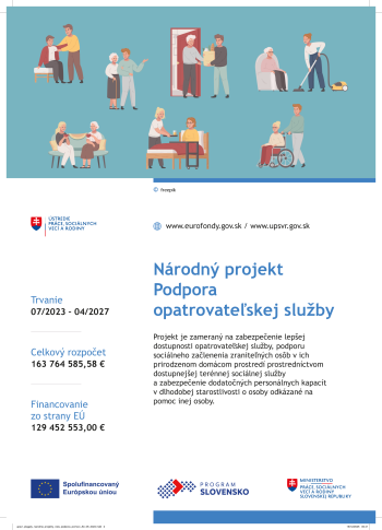 Národný projekt - podpora opatrovateľskej služby